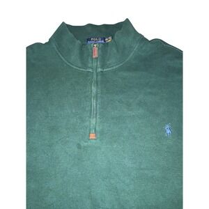 Polo Ralph Lauren Mens 4XLT Hunter Green Quarter Zip Pullover Cotton Sweater